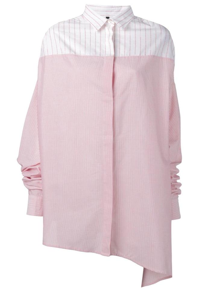 Unravel Project Striped Asymmetric Shirt - Red