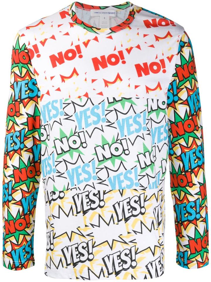 Comme Des Garçons Shirt Comic Print Long Sleeve Top - White