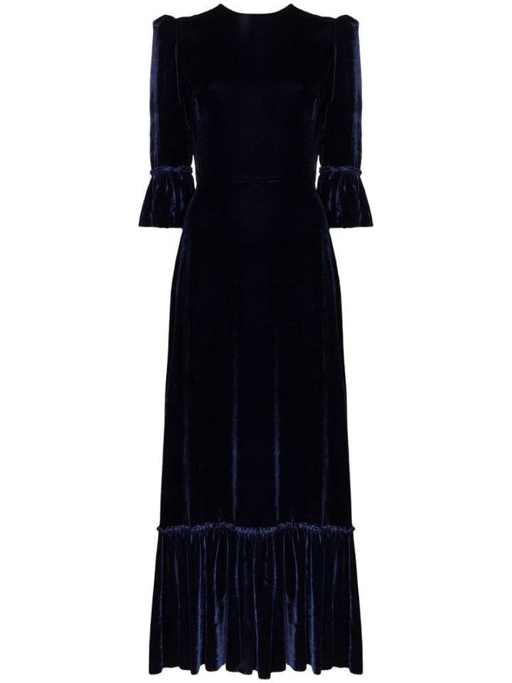 The Vampire's Wife Festival Velvet Maxi Dress - Blue