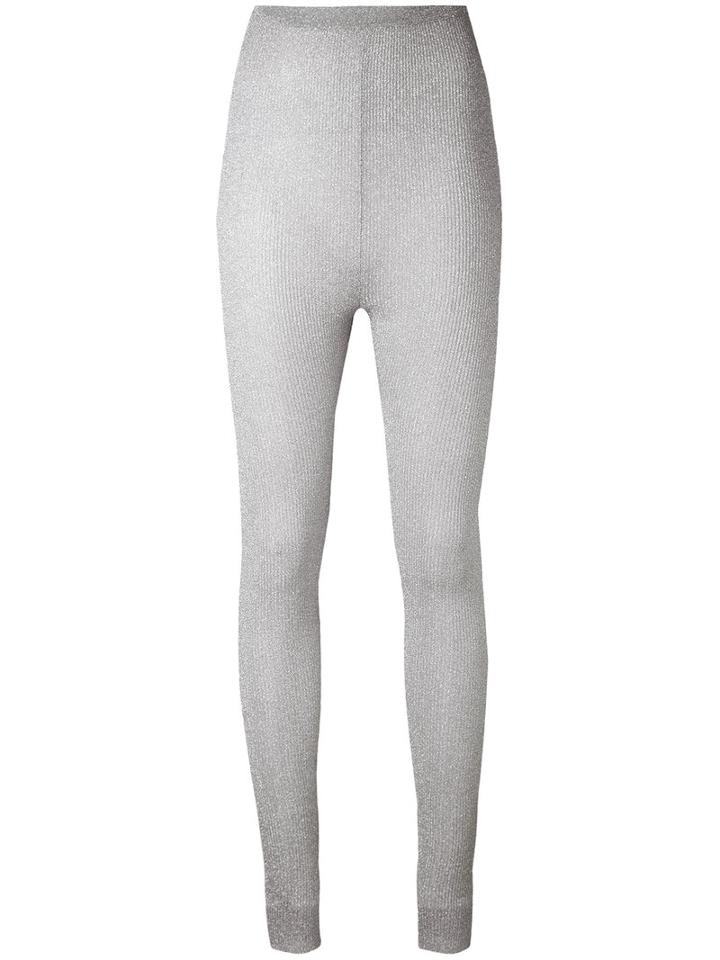 Melampo - Ribbed Knit Leggings - Women - Polyester/nylon - 42, Grey, Polyester/nylon