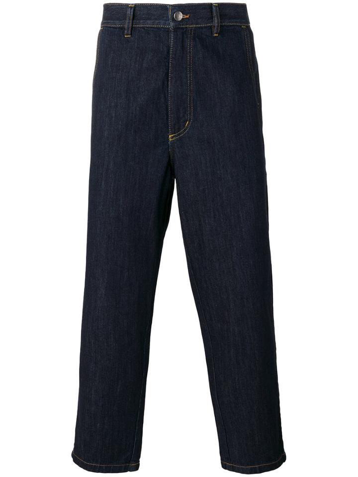 Société Anonyme - 'summer Ginza' Cropped Trousers - Unisex - Cotton - L, Blue, Cotton