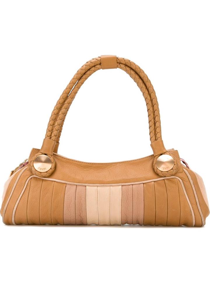 Fendi Vintage Panelled Tote, Women's, Nude/neutrals