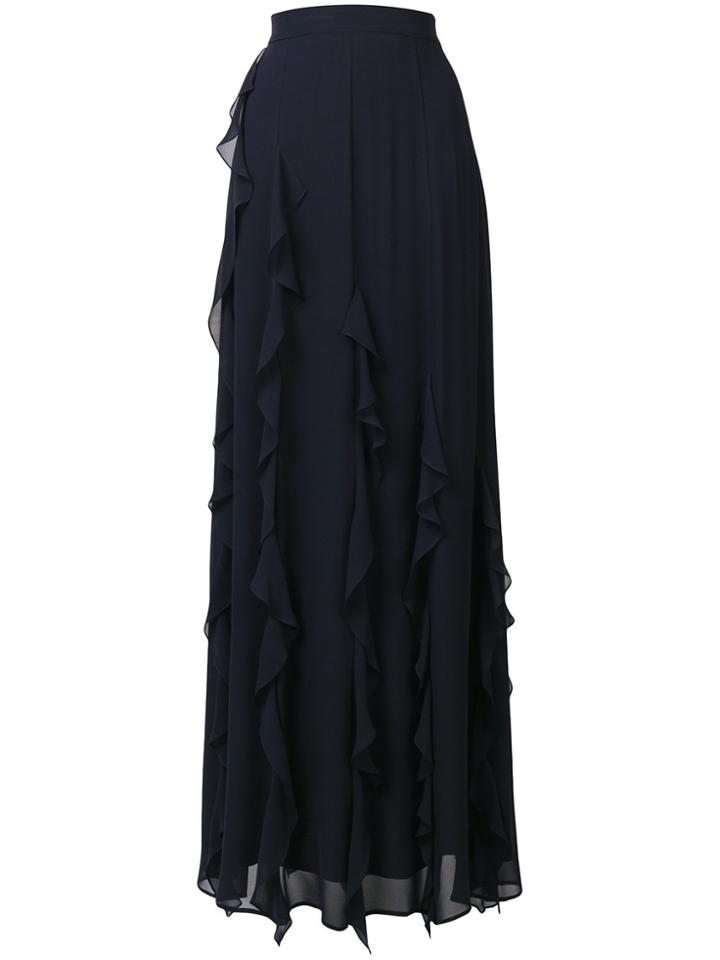 Max Mara Ruffle Flared Maxi Skirt - Blue