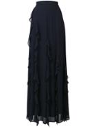 Max Mara Ruffle Flared Maxi Skirt - Blue