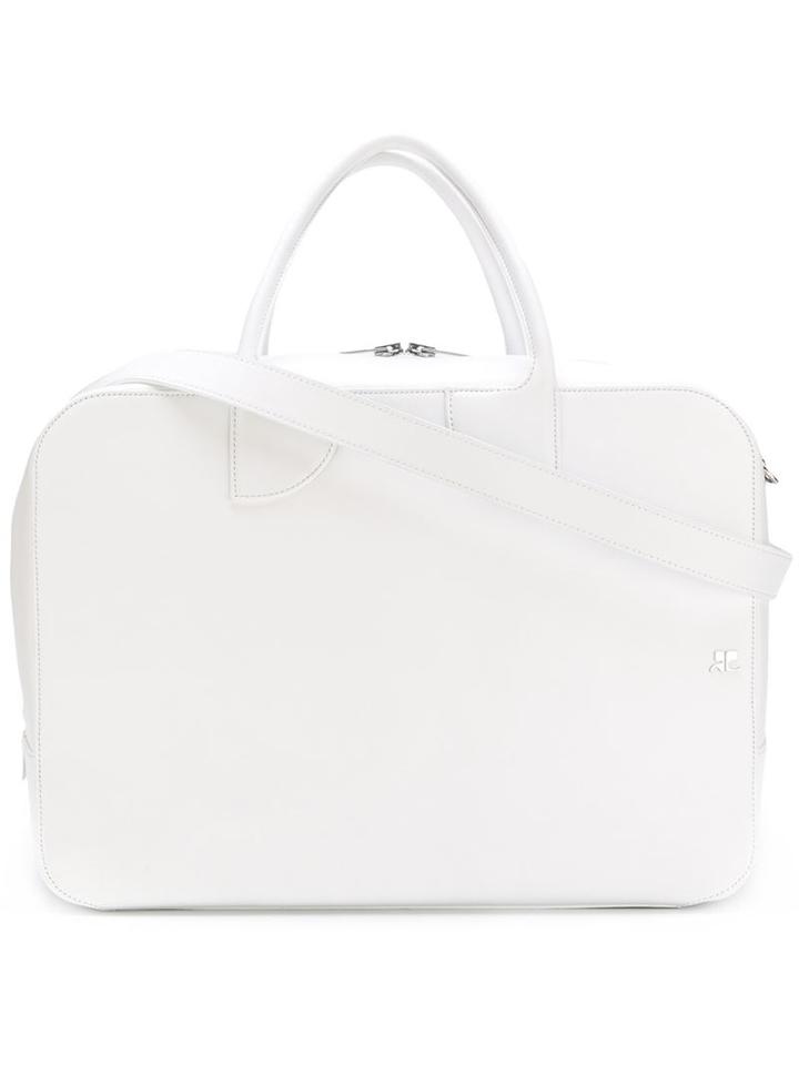 Courrèges Two Way Zip Shoulder Bag, Women's, White, Calf Leather