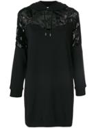 Mcq Alexander Mcqueen Devoré Mix Hoodie Dress - Black