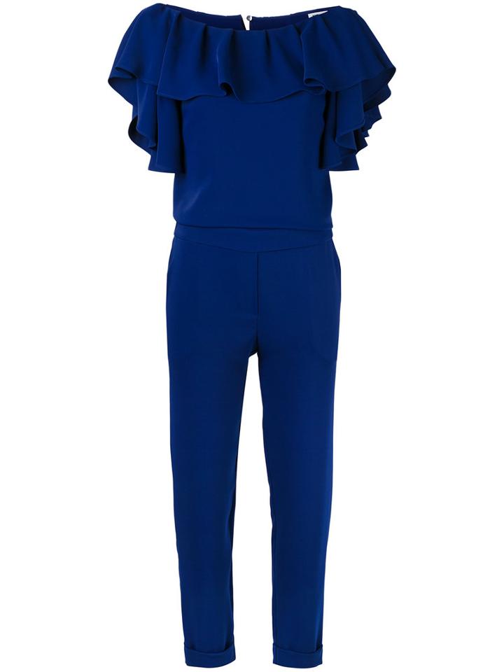 P.a.r.o.s.h. - Ruffle Top Jumpsuit - Women - Polyester - S, Blue, Polyester