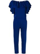 P.a.r.o.s.h. - Ruffle Top Jumpsuit - Women - Polyester - S, Blue, Polyester