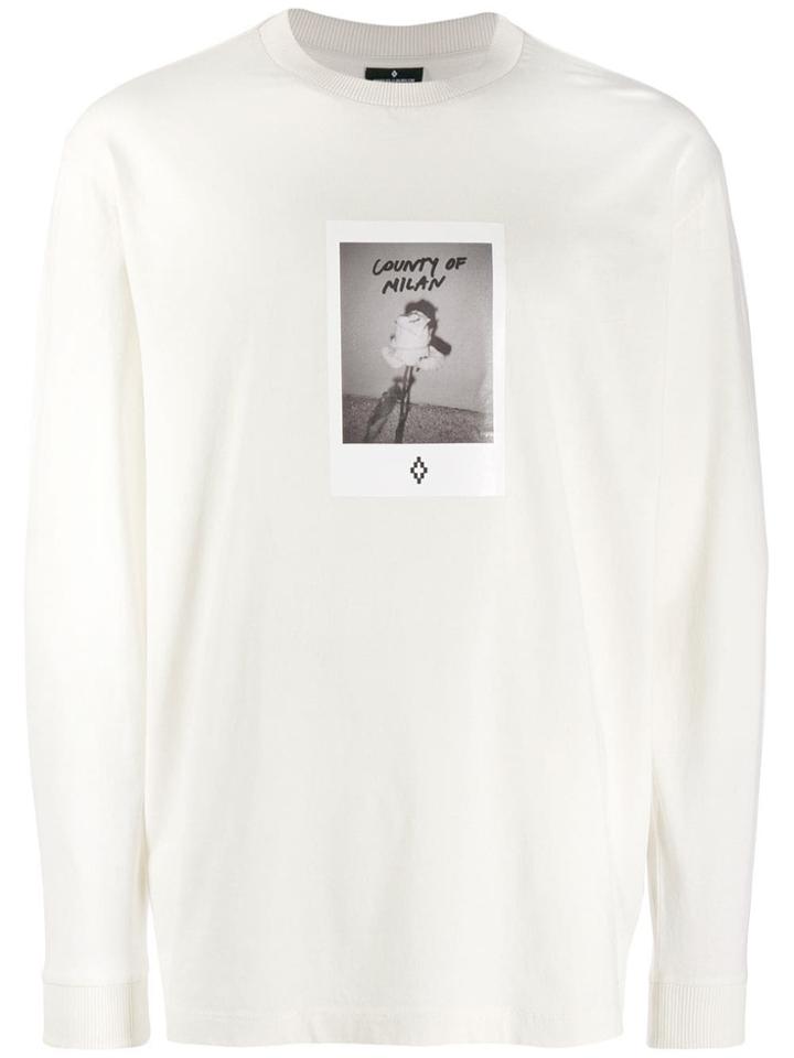 Marcelo Burlon County Of Milan Rose Print Long Sleeve Top - Neutrals