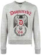 Dsquared2 Logo Eagle '64 Emblem Print Hoodie, Men's, Size: Small, Grey, Cotton