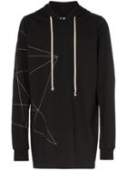Rick Owens Babel Embroidered Cotton Hoodie - Black