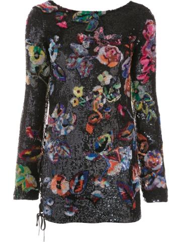 Anthony Vaccarello 'flower Sequin' Dress - Blue