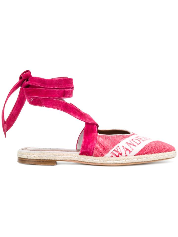 Jw Anderson Open Flat Logo Ballerina Sandals - Pink & Purple