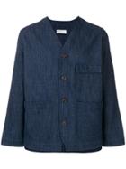 Universal Works V-neck Shirt Jacket - Blue