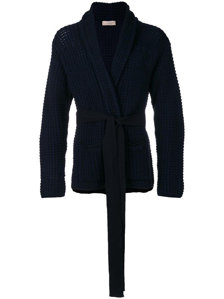 Maison Flaneur Belted Cardigan - Blue