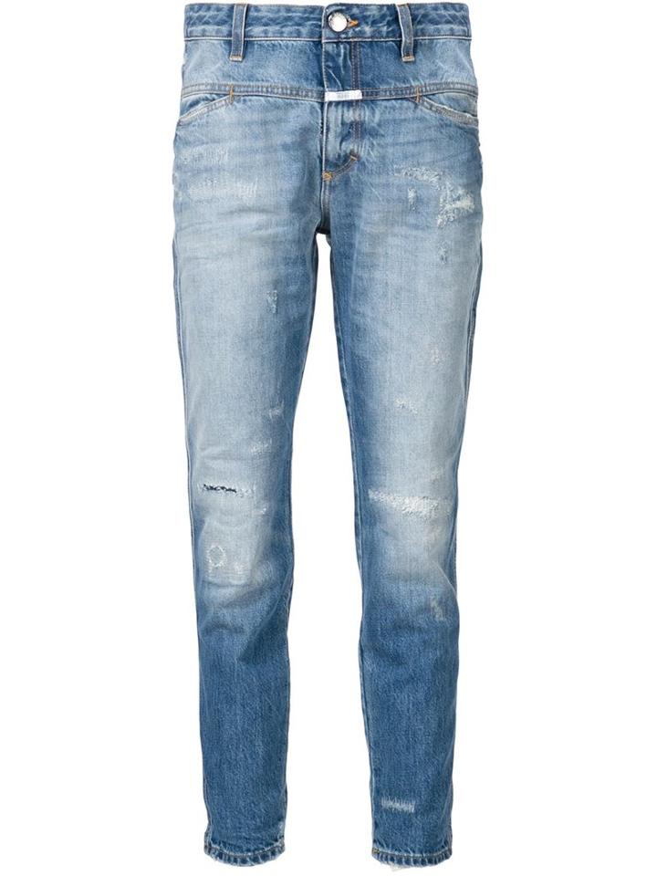 Closed Cropped Worker Jeans, Women's, Size: 25, Blue, Cotton