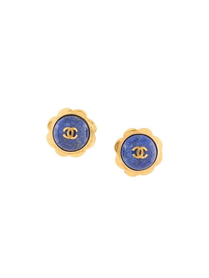Chanel Pre-owned 1997 Logo Floral Earrings - Gold