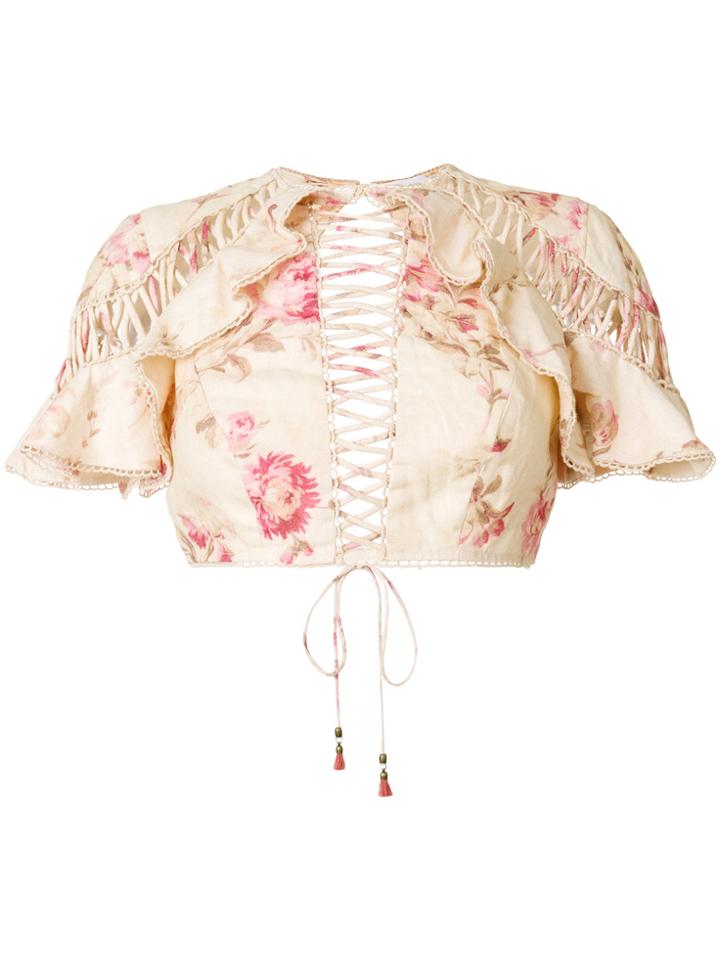 Zimmermann Corset-style Floral Top - Nude & Neutrals
