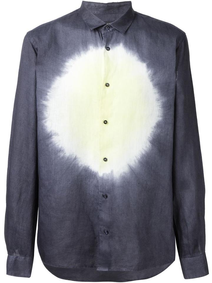 Etro Tie-dye Print Shirt, Men's, Size: L, Blue, Linen/flax