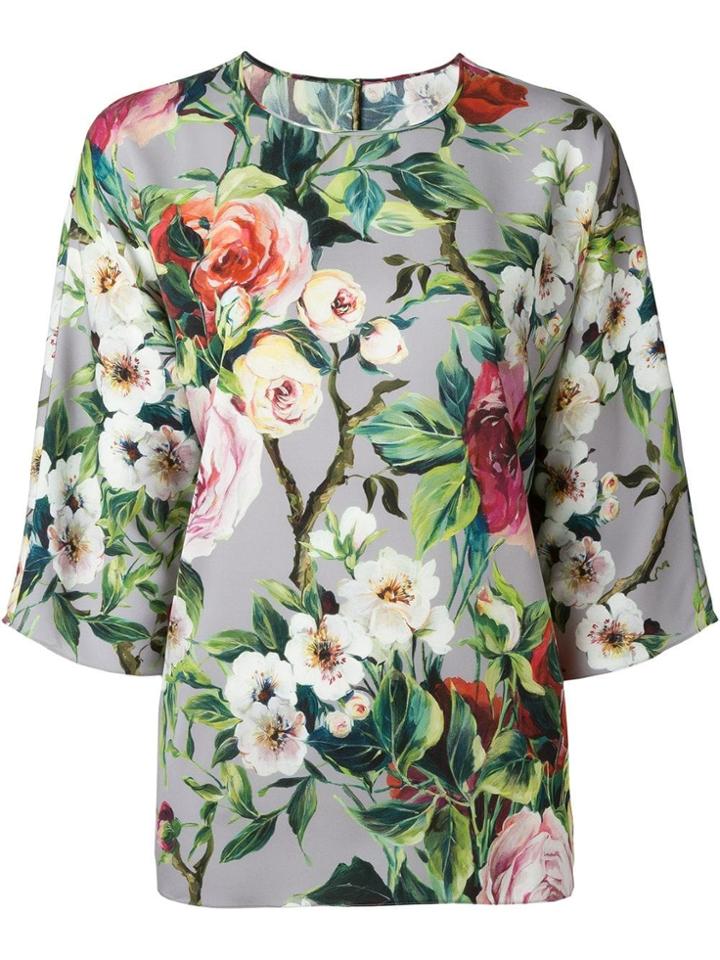 Dolce & Gabbana Rose Print Blouse - Grey