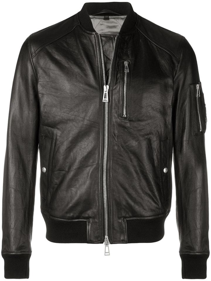 Belstaff Leather Bomber Jacket - Black