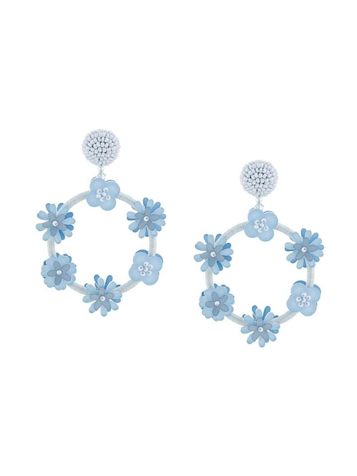 Oscar De La Renta Flower Double Hoop Earring - Blue
