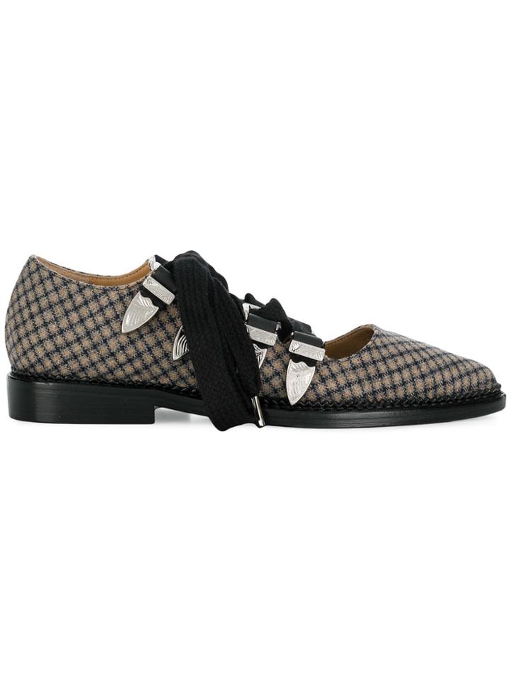 Toga Pulla Checked Lace Up Pumps - Black