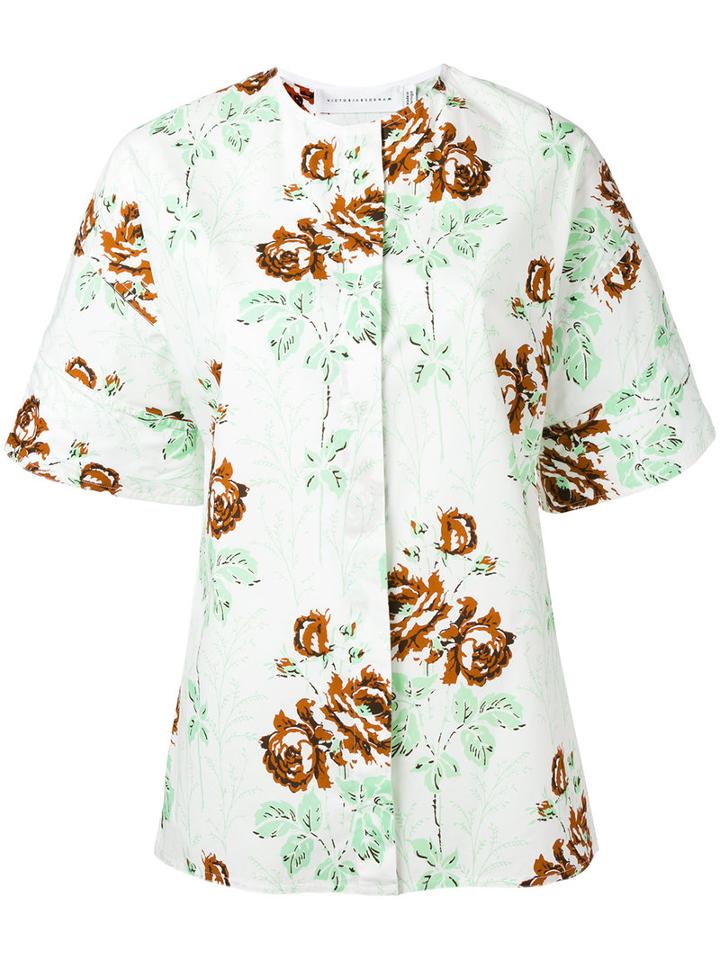Victoria Beckham - Floral Print T-shirt - Women - Cotton - 12, White, Cotton