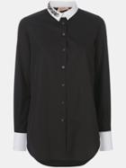 No21 - Embellished Contrast Cuff Shirt - Women - Cotton - 40, Black, Cotton