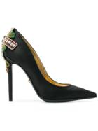 Versace Stone Embellished Pumps - Black