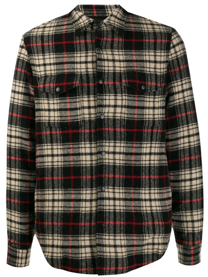 Aspesi Long-sleeved Plaid Shirt - Black