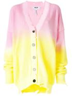 Msgm Ripped Rib Knit Gradient Cardigan - Yellow & Orange