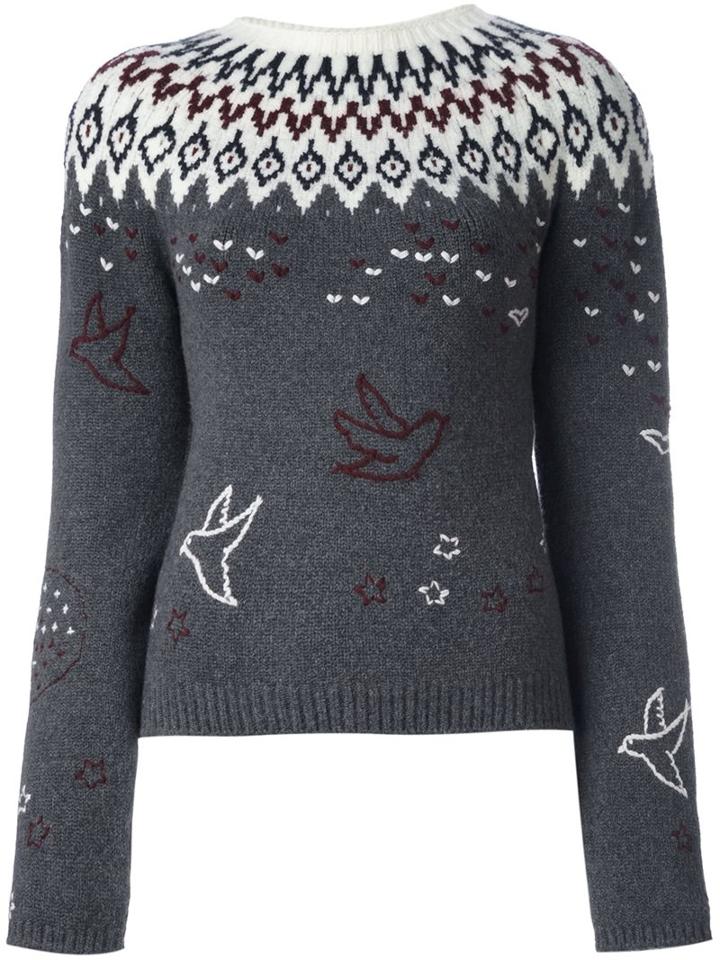 Nina Ricci Zig-zag Sweater, Women's, Size: Small, Grey, Spandex/elastane/wool/polyimide