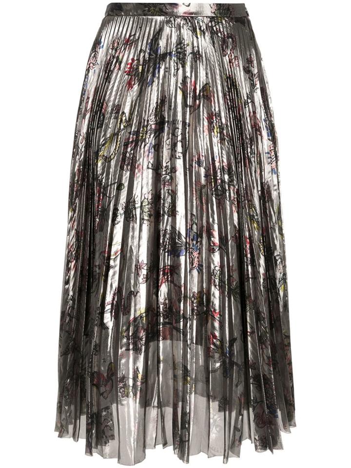 Markus Lupfer Pleated Floral Skirt - Metallic