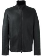 Giorgio Armani Stand Up Collar Zip Jacket, Men's, Size: 56, Black, Sheep Skin/shearling