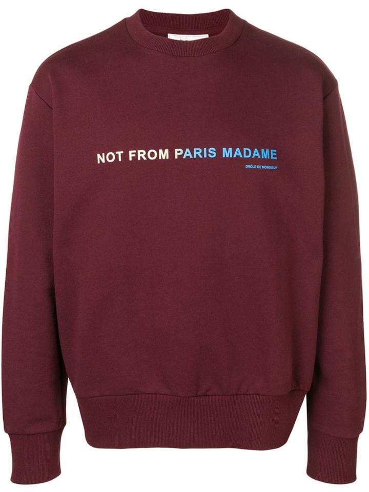 Drôle De Monsieur Slogan Print Sweatshirt - Red