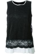 Loveless Lace Hem Top, Women's, Size: 36, Black, Nylon/polyester/rayon