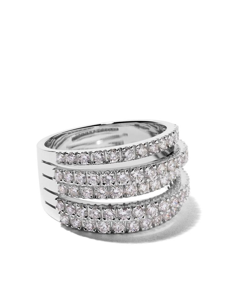 De Beers 18kt White Gold Five Line Diamond Ring