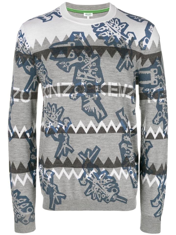 Kenzo Contrast Logo Sweater - Grey