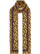Fendi Ff Print Silk Scarf - Brown
