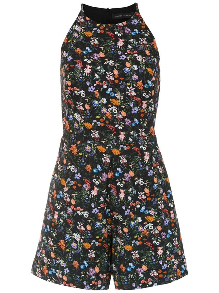 Andrea Marques Printed Romper - Black