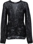 Lanvin Lace Jacquard Knitted Top, Women's, Size: Medium, Black, Polyamide/wool