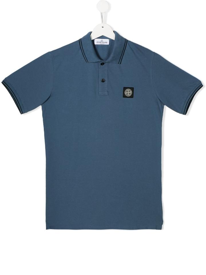 Stone Island Junior Teen Embroidered Logo Polo Shirt - Blue