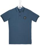 Stone Island Junior Teen Embroidered Logo Polo Shirt - Blue
