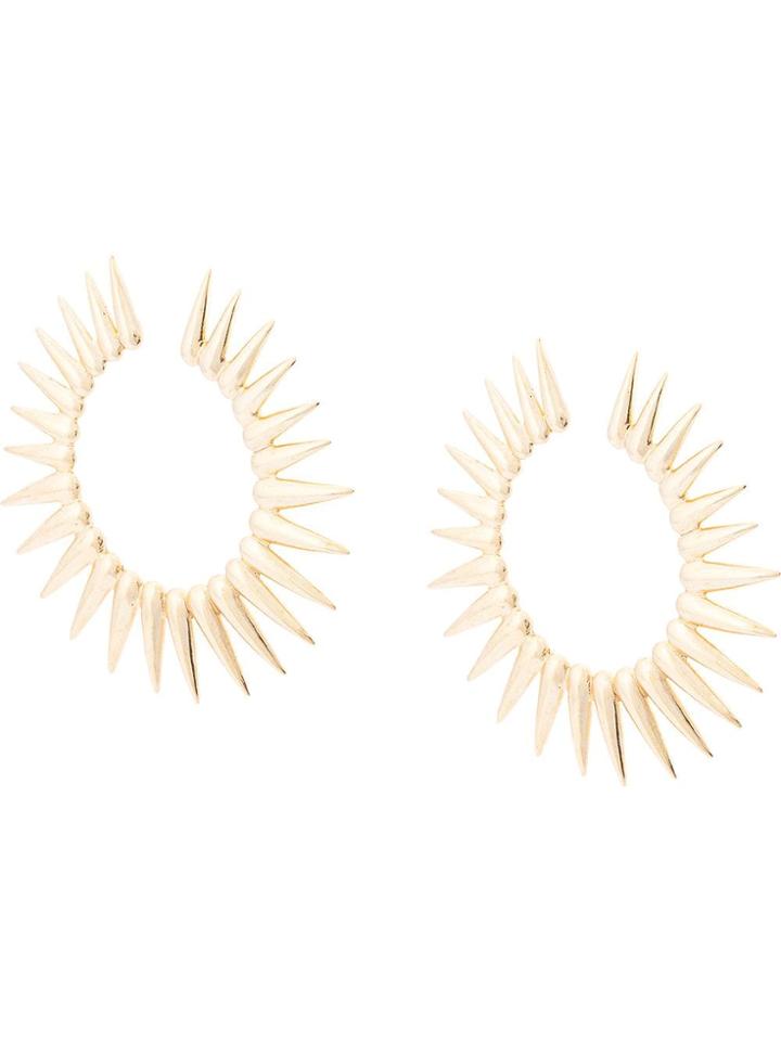 Oscar De La Renta Large Sea Urchin Earrings - Yellow & Orange