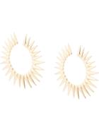 Oscar De La Renta Large Sea Urchin Earrings - Yellow & Orange