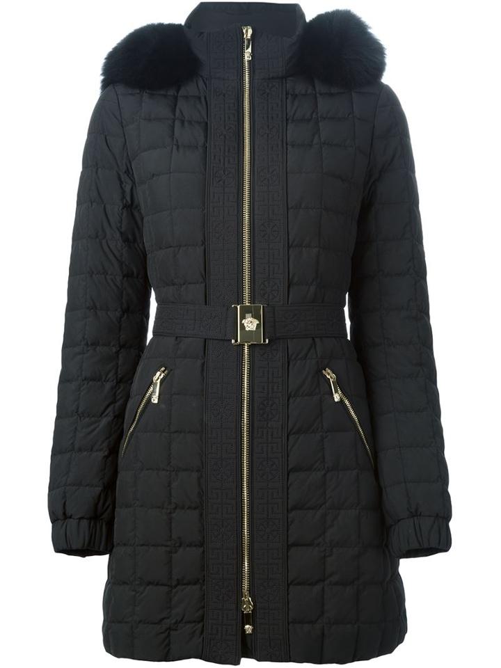 Versace Fox Fur Trim Padded Coat