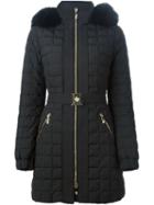 Versace Fox Fur Trim Padded Coat