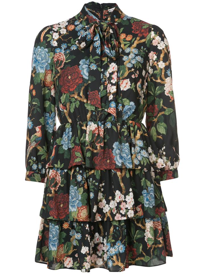 Alice+olivia Floral Print Pussy-bow Dress - Multicolour