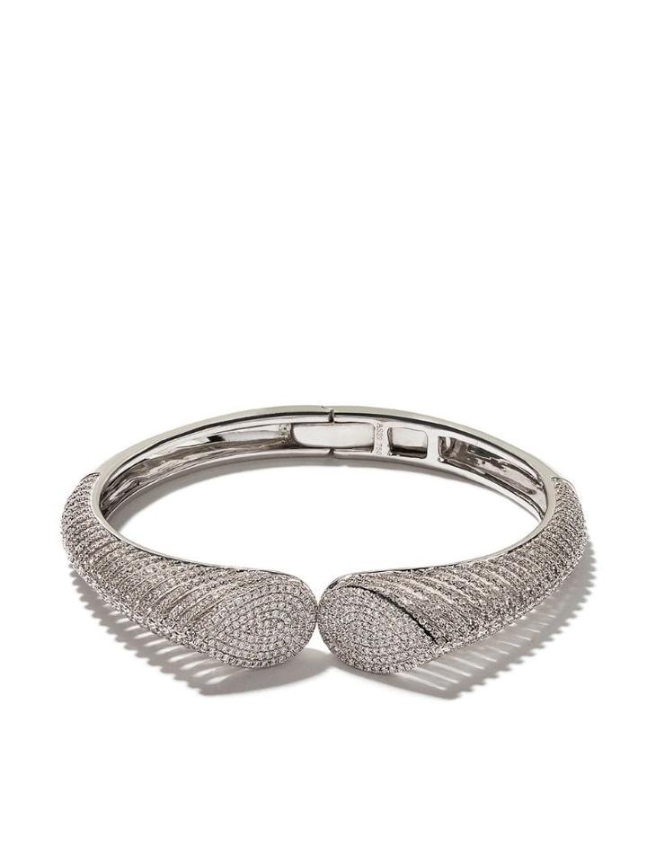 As29 18kt White Gold Spine Diamond Cuff - Silver